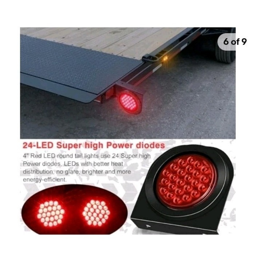 4 inch Round LED Trailer Light Kit with Mounting Brackets Boat Horse Utility - Picture 3 of 8